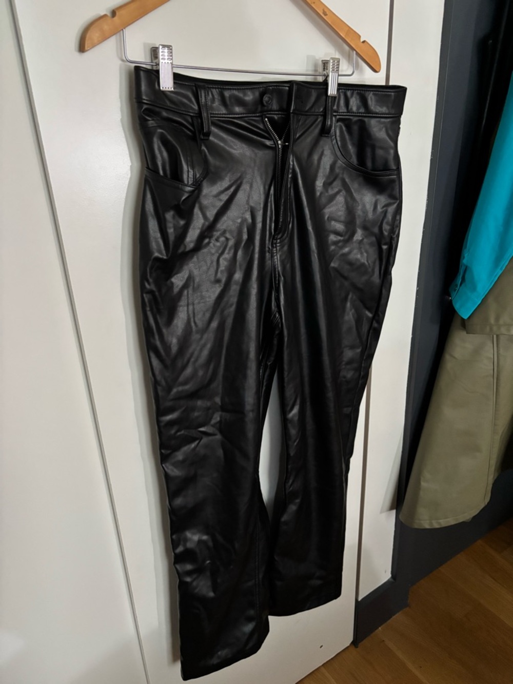 Abercrombie Black Faux Leather High-Rise Pants